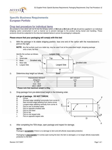 Drop Testing agent|drop testing procedures pdf.